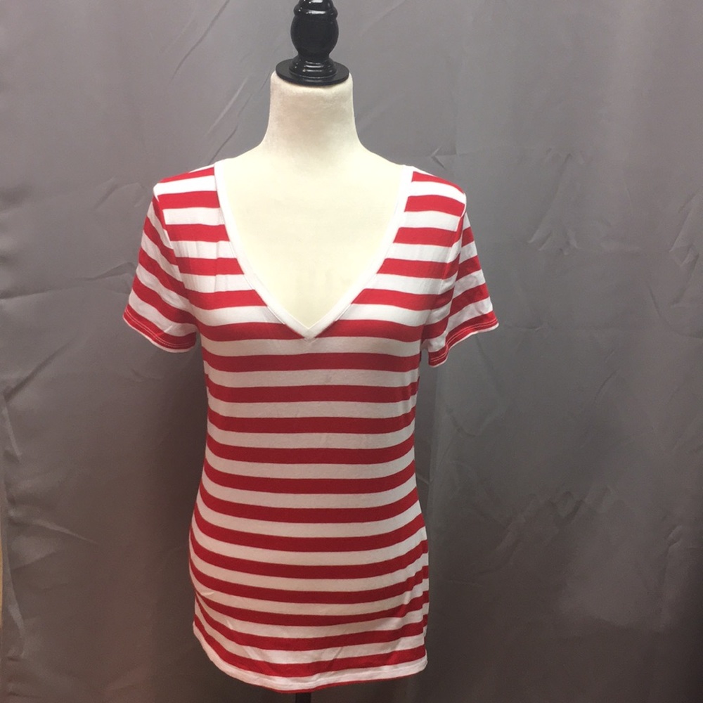 Merona Red & White Stripe Top